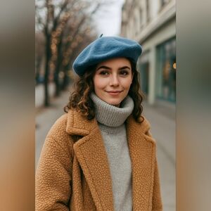 Parkhurst Blue Wool Beret — French Girl Aesthetic — Cozy Urban Fall Style